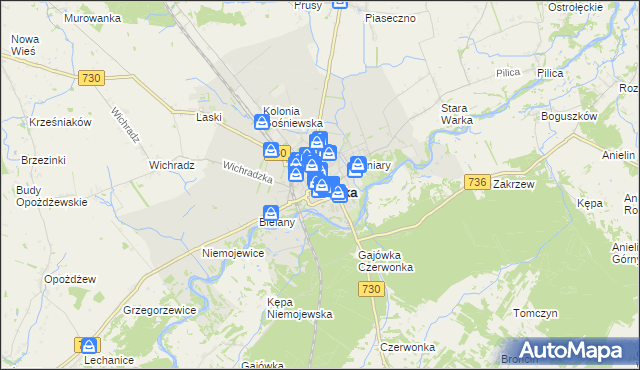 mapa Warka, Warka na mapie Targeo