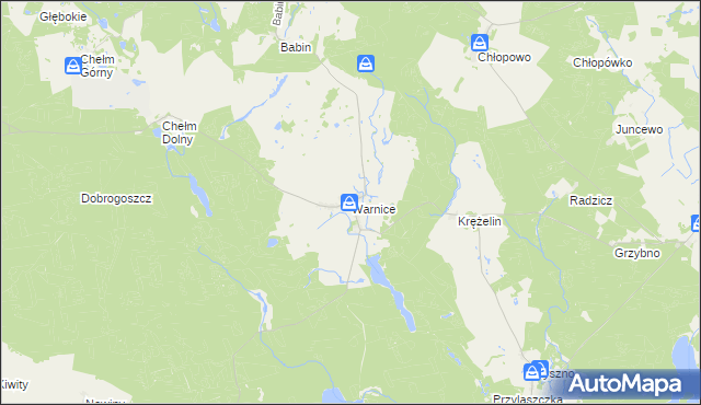 mapa Warnice gmina Dębno, Warnice gmina Dębno na mapie Targeo