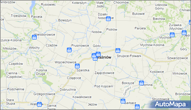 mapa Waśniów, Waśniów na mapie Targeo