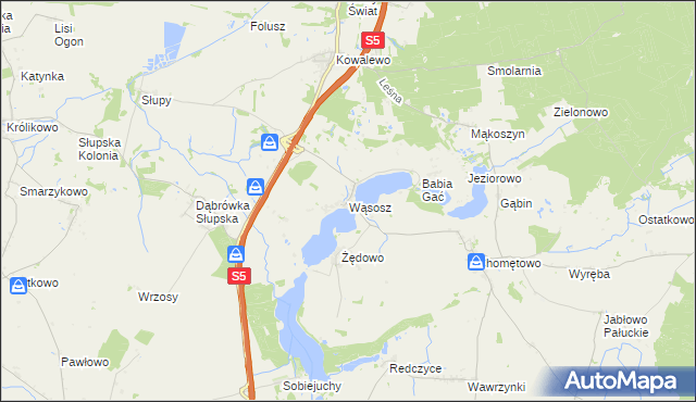 mapa Wąsosz gmina Szubin, Wąsosz gmina Szubin na mapie Targeo