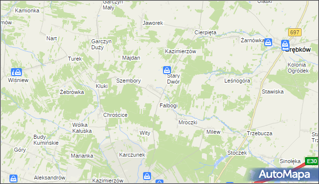 mapa Wąsy, Wąsy na mapie Targeo