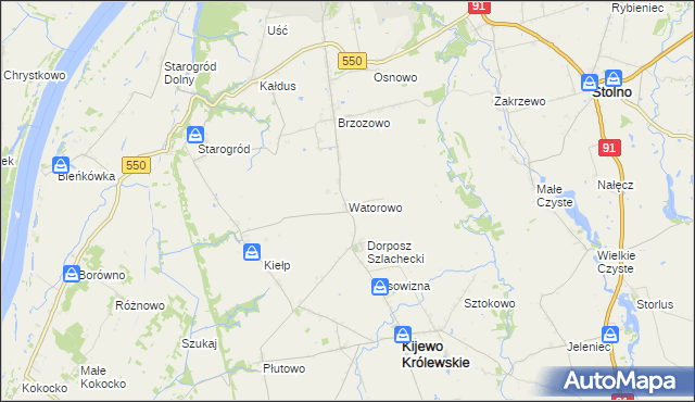 mapa Watorowo, Watorowo na mapie Targeo