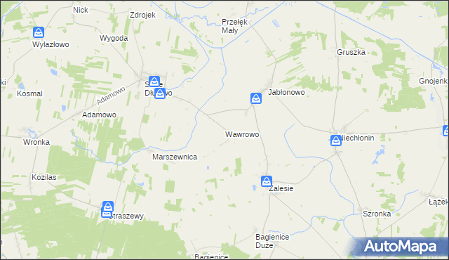 mapa Wawrowo, Wawrowo na mapie Targeo