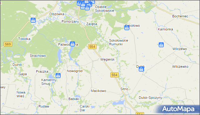 mapa Węgiersk, Węgiersk na mapie Targeo