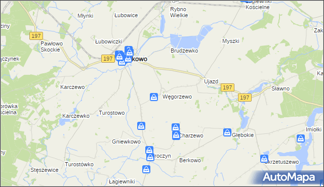 mapa Węgorzewo gmina Kiszkowo, Węgorzewo gmina Kiszkowo na mapie Targeo
