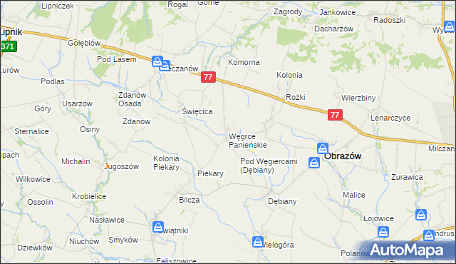 mapa Węgrce Panieńskie, Węgrce Panieńskie na mapie Targeo