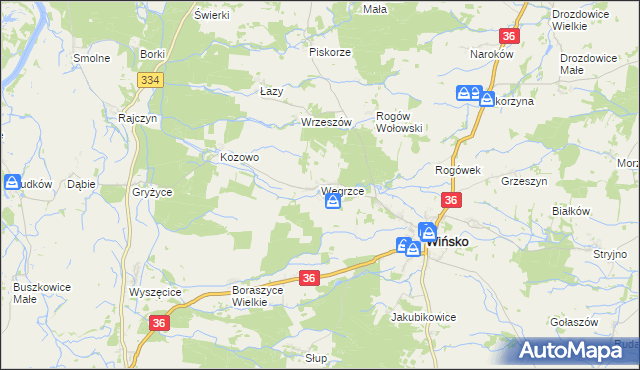 mapa Węgrzce gmina Wińsko, Węgrzce gmina Wińsko na mapie Targeo