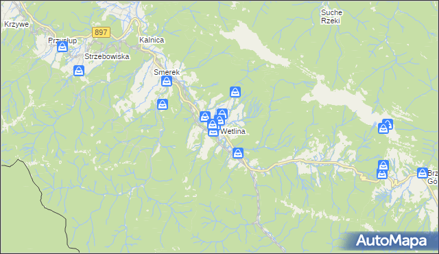 mapa Wetlina, Wetlina na mapie Targeo