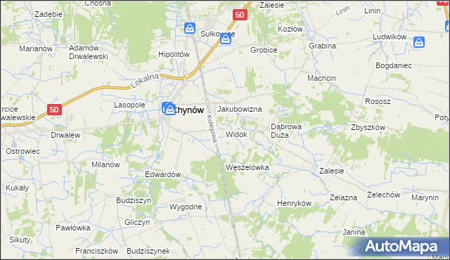 mapa Widok gmina Chynów, Widok gmina Chynów na mapie Targeo