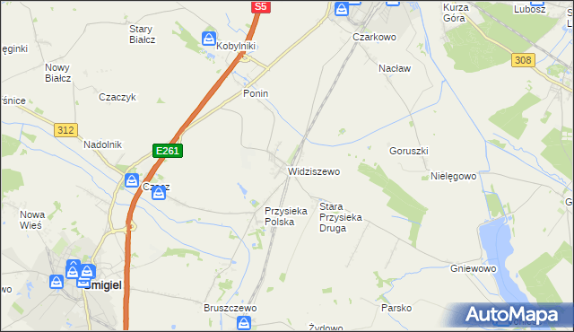 mapa Widziszewo, Widziszewo na mapie Targeo