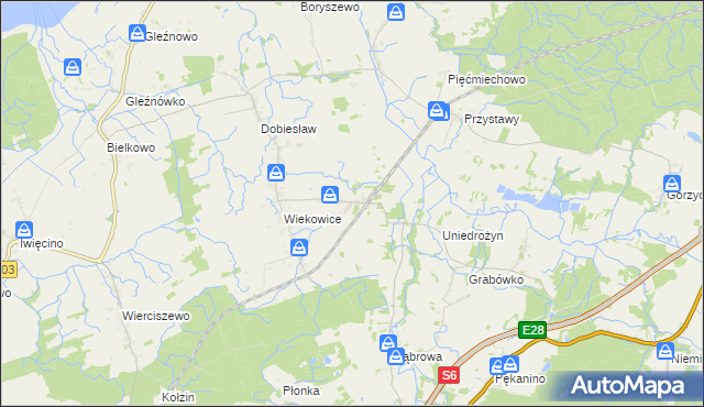 mapa Wiekowo gmina Darłowo, Wiekowo gmina Darłowo na mapie Targeo