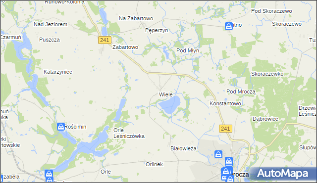 mapa Wiele gmina Mrocza, Wiele gmina Mrocza na mapie Targeo