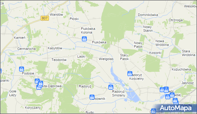 mapa Wielgolas gmina Krzywda, Wielgolas gmina Krzywda na mapie Targeo