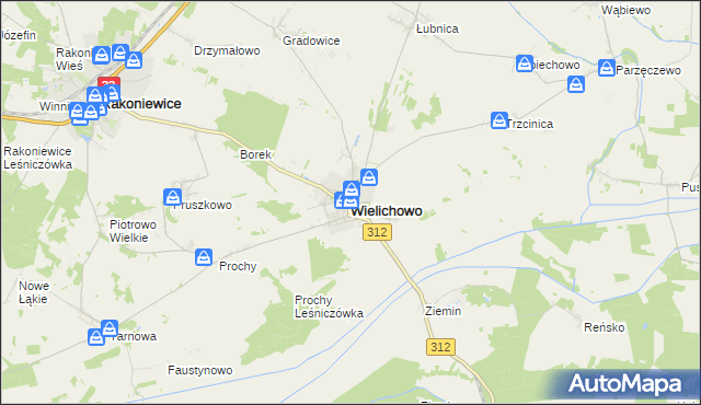 mapa Wielichowo powiat grodziski, Wielichowo powiat grodziski na mapie Targeo