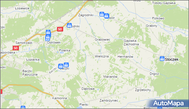 mapa Wieliczna gmina Stoczek, Wieliczna gmina Stoczek na mapie Targeo