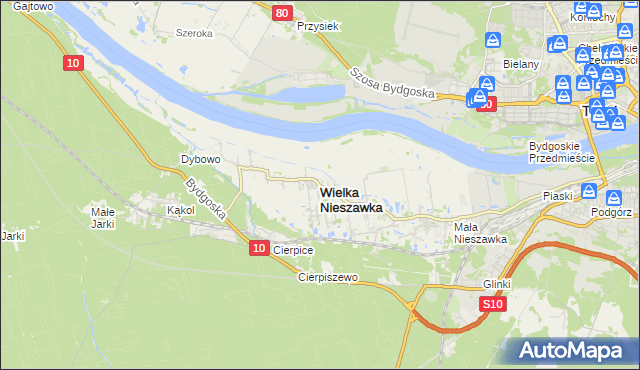 mapa Wielka Nieszawka, Wielka Nieszawka na mapie Targeo