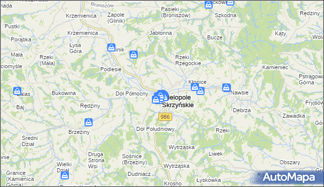 mapa Wielopole Skrzyńskie, Wielopole Skrzyńskie na mapie Targeo