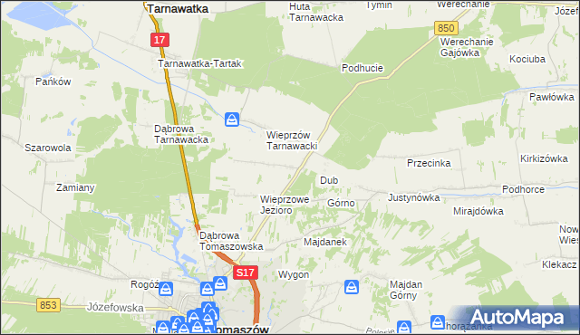 mapa Wieprzów Ordynacki, Wieprzów Ordynacki na mapie Targeo