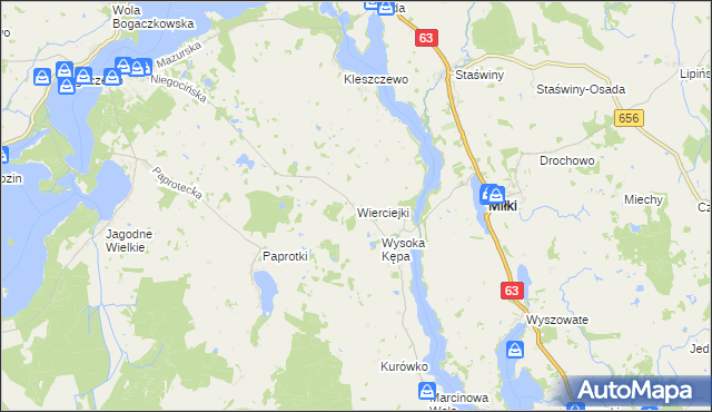 mapa Wierciejki, Wierciejki na mapie Targeo