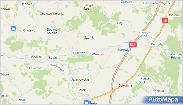mapa Wiercień gmina Boćki, Wiercień gmina Boćki na mapie Targeo