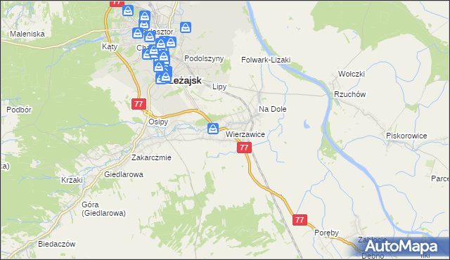 mapa Wierzawice, Wierzawice na mapie Targeo