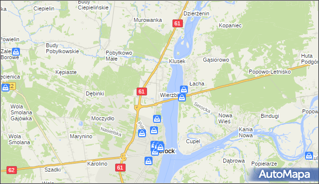 mapa Wierzbica gmina Serock, Wierzbica gmina Serock na mapie Targeo