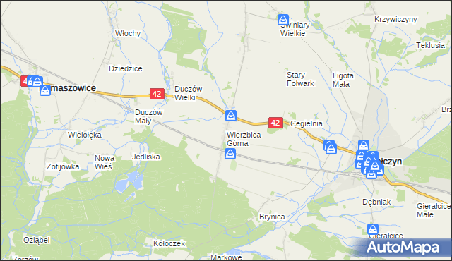 mapa Wierzbica Górna, Wierzbica Górna na mapie Targeo