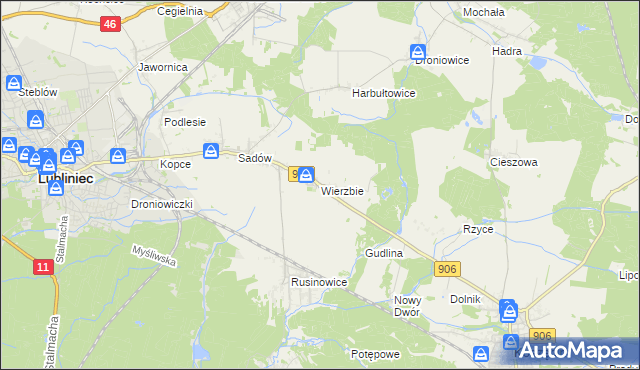 mapa Wierzbie gmina Koszęcin, Wierzbie gmina Koszęcin na mapie Targeo