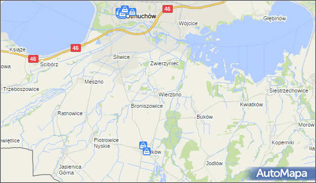 mapa Wierzbno gmina Otmuchów, Wierzbno gmina Otmuchów na mapie Targeo