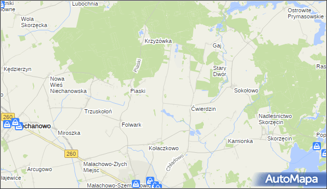 mapa Wierzchowiska gmina Witkowo, Wierzchowiska gmina Witkowo na mapie Targeo