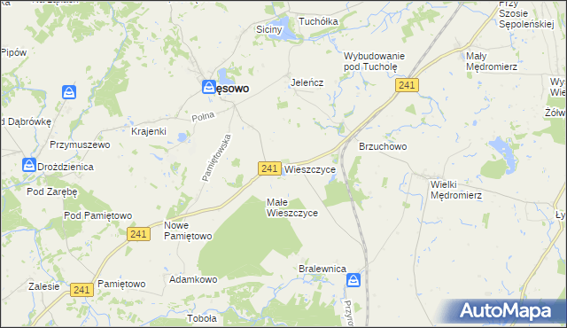 mapa Wieszczyce gmina Kęsowo, Wieszczyce gmina Kęsowo na mapie Targeo