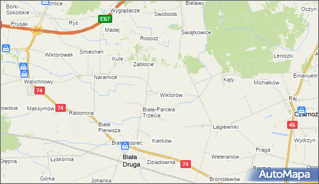 mapa Wiktorów gmina Biała, Wiktorów gmina Biała na mapie Targeo