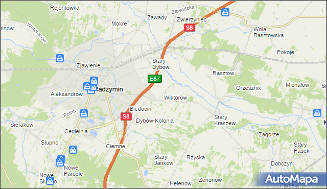 mapa Wiktorów gmina Radzymin, Wiktorów gmina Radzymin na mapie Targeo