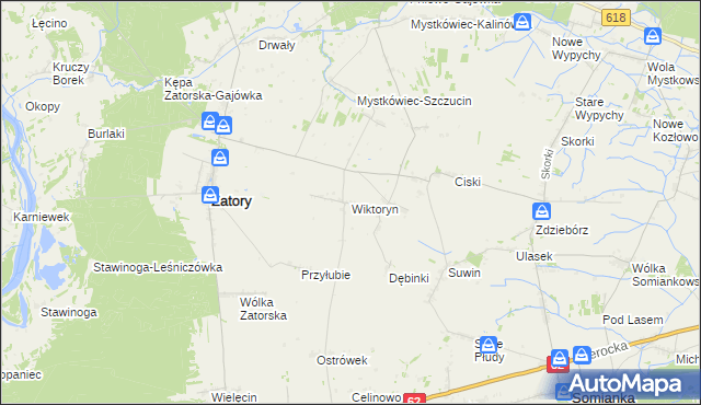mapa Wiktoryn gmina Zatory, Wiktoryn gmina Zatory na mapie Targeo