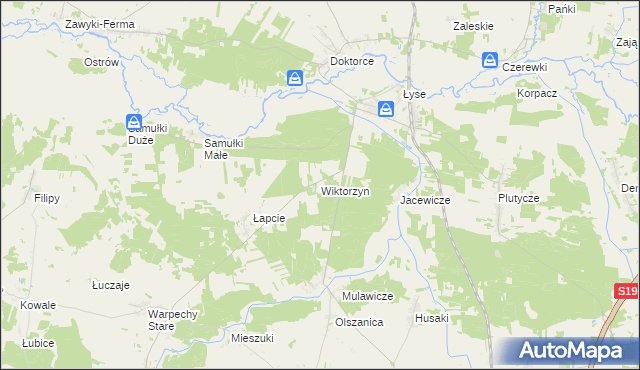 mapa Wiktorzyn gmina Wyszki, Wiktorzyn gmina Wyszki na mapie Targeo