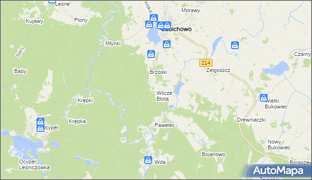 mapa Wilcze Błota, Wilcze Błota na mapie Targeo