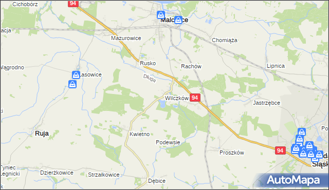 mapa Wilczków gmina Malczyce, Wilczków gmina Malczyce na mapie Targeo