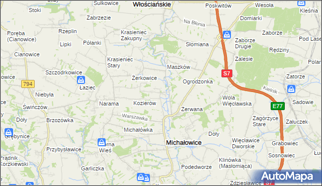 mapa Wilczkowice gmina Michałowice, Wilczkowice gmina Michałowice na mapie Targeo