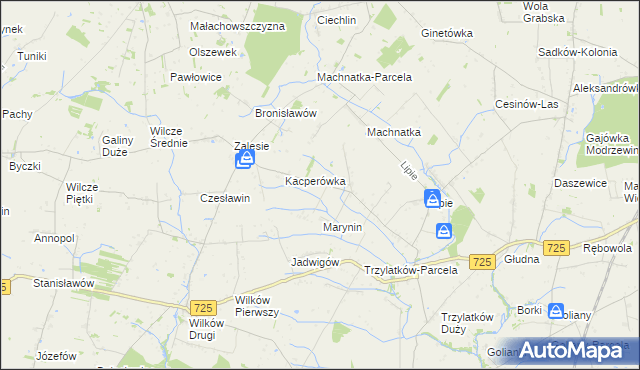 mapa Wilkonice gmina Błędów, Wilkonice gmina Błędów na mapie Targeo