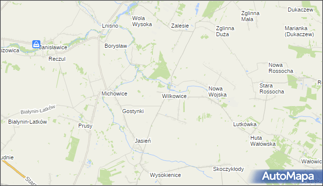 mapa Wilkowice gmina Rawa Mazowiecka, Wilkowice gmina Rawa Mazowiecka na mapie Targeo