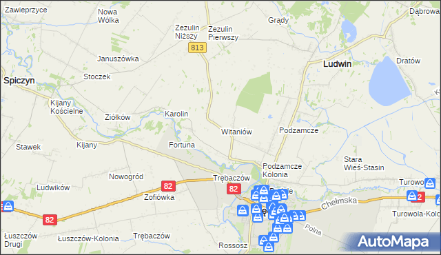 mapa Witaniów, Witaniów na mapie Targeo