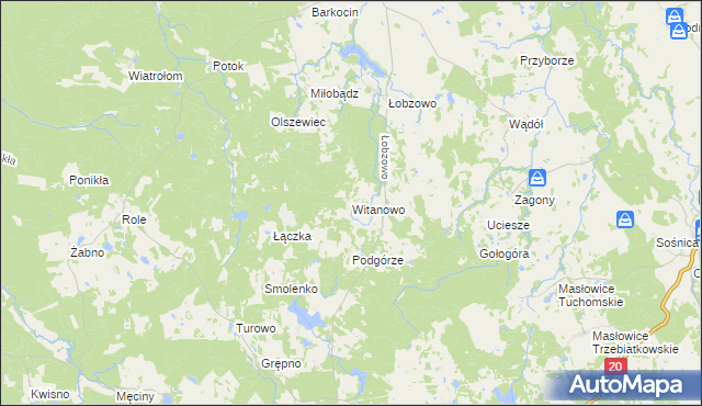 mapa Witanowo, Witanowo na mapie Targeo