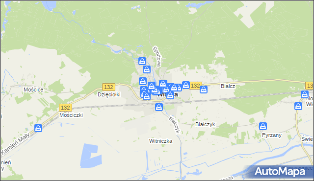 mapa Witnica powiat gorzowski, Witnica powiat gorzowski na mapie Targeo