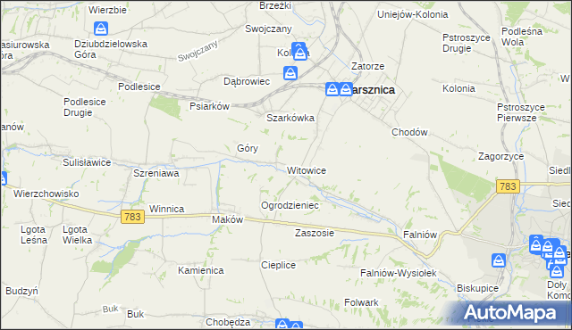 mapa Witowice gmina Charsznica, Witowice gmina Charsznica na mapie Targeo