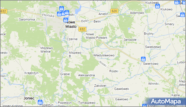mapa Władysławowo gmina Nowe Miasto, Władysławowo gmina Nowe Miasto na mapie Targeo