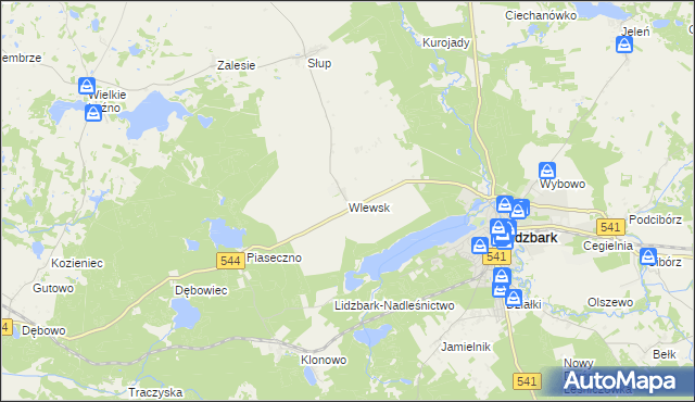 mapa Wlewsk, Wlewsk na mapie Targeo