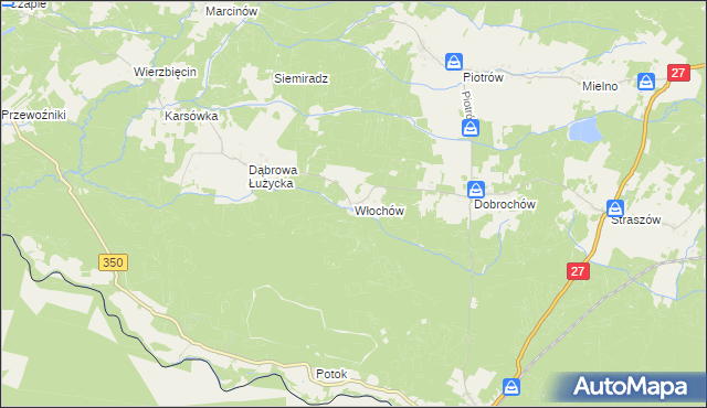 mapa Włochów gmina Przewóz, Włochów gmina Przewóz na mapie Targeo
