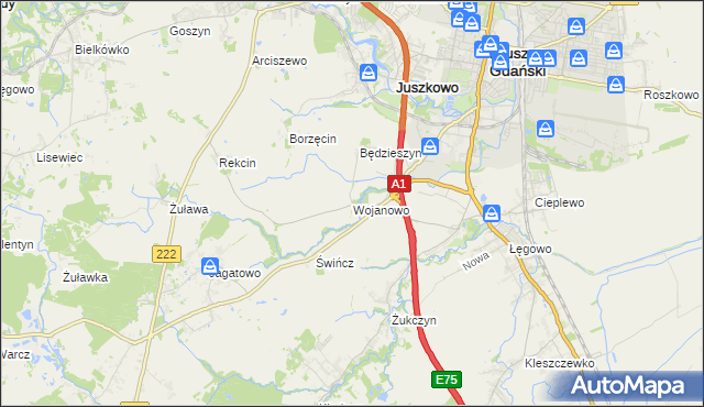 mapa Wojanowo, Wojanowo na mapie Targeo