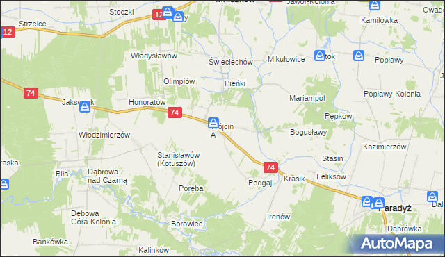 mapa Wójcin B, Wójcin B na mapie Targeo