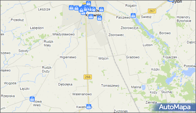 mapa Wójcin gmina Piotrków Kujawski, Wójcin gmina Piotrków Kujawski na mapie Targeo